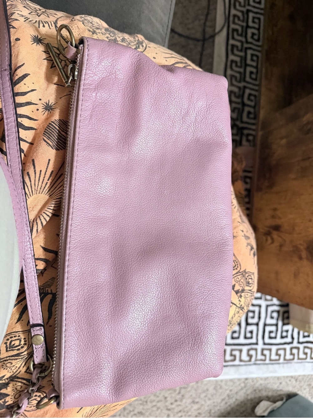 Elliott Lucca Lavender Leather Wristlet Clutch
